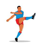 Abstract soccer player quick shooting a ball rugby on a white background. Vector illustration.