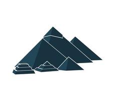 Five Egyptian pyramids conical shape. Vector illustration