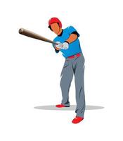 Baseball player hit the ball on a white background. Vector illustration.