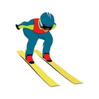 Jumping skier on a white background. Vector illustration.