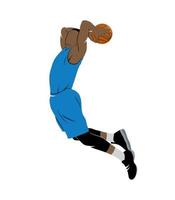 Abstract basketball player with ball on a white background. Vector illustration.