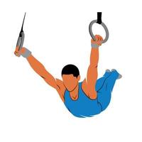 Abstract gymnast on rings on a white background. Vector illustration