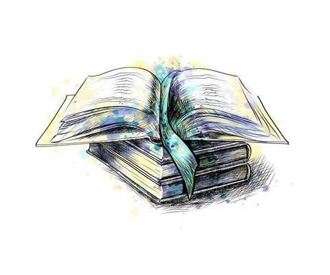 Open book from a splash watercolor hand drawn Vector Image