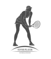 Icon tennis player with a racket. Vector illustration.