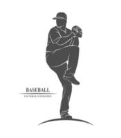 Icon baseball player in the cast. Vector illustration.