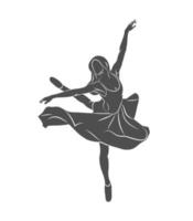 Silhouette ballerina dancing on a white background Dancer. Vector illustration.