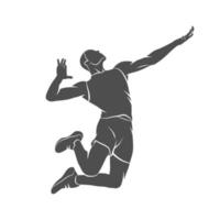 Silhouette volleyball player jumping on a white background. Vector illustration.