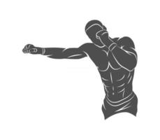 Silhouette mixed martial arts fighter on a white background. Vector illustration.