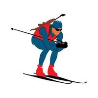 Abstract biathlete on a white background. Vector illustration.