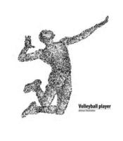 Abstract volleyball jump on the pitch of the black circles. Vector illustration.