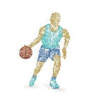 Abstract basketball player of colorful circles. Vector illustration.