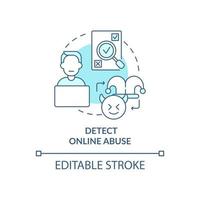 Detecting online abuse concept icon. Cyberbullying prevention step idea thin line illustration. Implementing preventive measures. Vector isolated outline RGB color drawing. Editable stroke