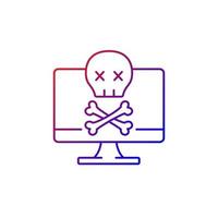 Computer not starting gradient linear vector icon. Fatal system error. PC crash and software failure. Thin line color symbols. Modern style pictogram. Vector isolated outline drawing