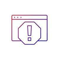 Computer error gradient linear vector icon. System failure, message window for PC monitor. Cyber safety. Tech support. Thin line color symbols. Modern style pictogram. Vector isolated outline drawing