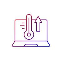 Computer overheating gradient linear vector icon. High processor temperature. Hot notebook, issue with cooling system. Thin line color symbols. Modern style pictogram. Vector isolated outline drawing