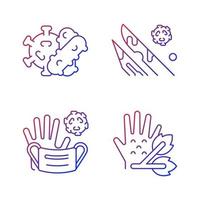 Infectious bio waste gradient linear vector icons set. Plants pathogens. Waste which contains infected liquids. Thin line contour symbols bundle. Isolated vector outline illustrations collection