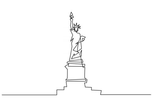 Continuous line of Liberty tower. One single line of classic tower isolated on white background. vector