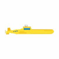 Yellow submarine in flat element style isolated on white background. vector