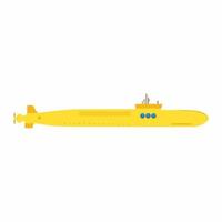Submarino amarillo en estilo de elemento plano aislado sobre fondo blanco. vector