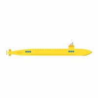 Yellow submarine in flat element style isolated on white background. vector