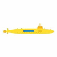 Submarino amarillo en estilo de elemento plano aislado sobre fondo blanco. vector