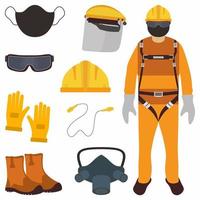 Set of labor stuff isolated on white background. vector