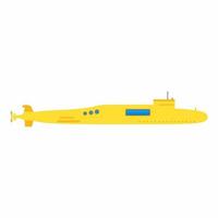 Yellow submarine in flat element style isolated on white background. vector