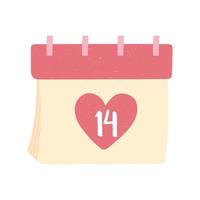 calendar date reminder love and romance in cartoon style vector