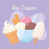 cono de helado, dibujos animados de productos lácteos