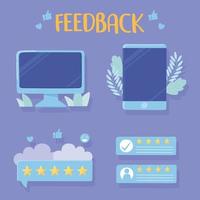 computer smartphone rating and feedback apps vector