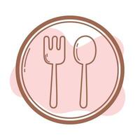 restaurant fork and spoon cutlery sign icon line and fill vector