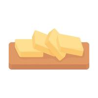 butter slices on cutting board, milk dairy product cartoon icon vector