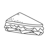 sándwich de desayuno apetitosa comida deliciosa, estilo de línea de icono