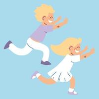 boy and girl play racing vector