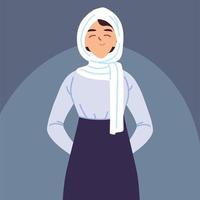 retrato, de, mujer musulmana, en, vestido tradicional vector