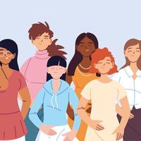 multicultural people, women with different in casual clothes vector