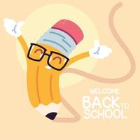 welcome back to school, wooden pencil vector