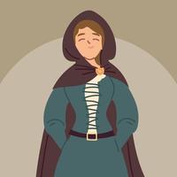 woman medieval peasant character, medieval era vector