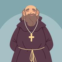 priest or monk wearing brown hooded gown vector