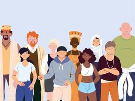 multicultural people, group of people in casual clothes standing vector