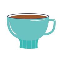 Icono de desayuno de taza de té y café sobre fondo blanco. vector