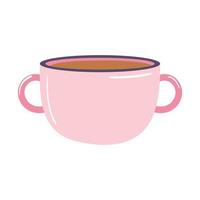 tea and coffee cup with handles icon over white background vector