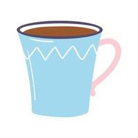 Taza con icono de té o café sobre fondo blanco. vector