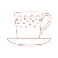 tea and coffee cup decorative design icon line style vector