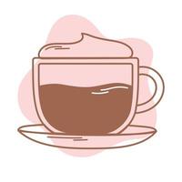 coffee cappuccino on dish icon line and fill vector