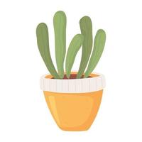 potted plant nature decoration, cartoon hygge style vector