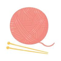 needlework wool ball and needles on white background vector