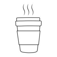 breakfast takeaway coffee cup, appetizing delicious food, icon line style vector
