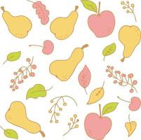 Vector pattern of colorfull pears apples and berries