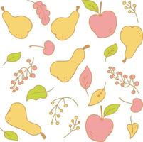 Vector pattern of colorfull pears apples and berries